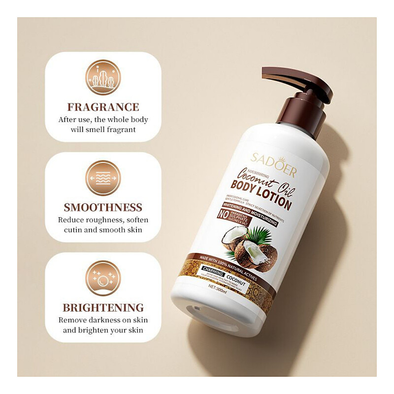لوسیون روشن و سفید کننده بدن عصاره روغن نارگیل سادور SADOER COCONUT OIL BODY LOTION