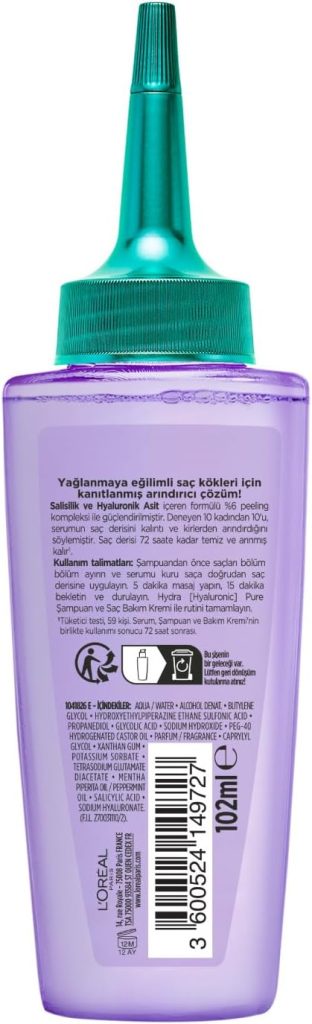 سرم لایه بردار پوست سر لورال L'Oréal Paris Elseve Hydra [Hyaluronic] Pure Anti-Oil 102 میلی لیتر