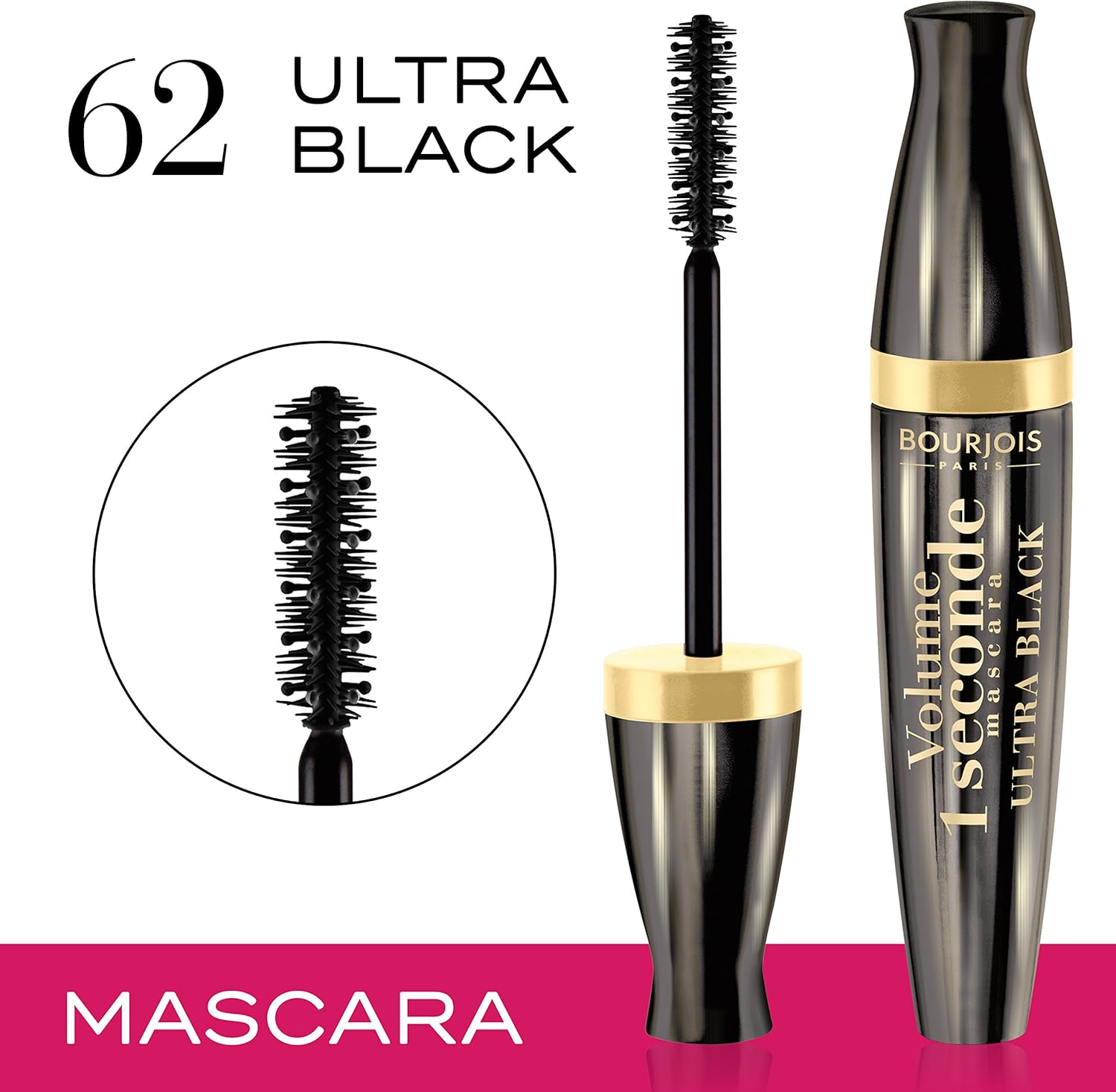 ریمل چشم حجم دهنده وان سکند اولترا بلک برس ضخیم بورژوآ