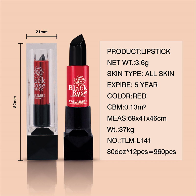 رژ لب مشکی حرارتی تایلامی جامد Black Rose