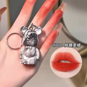 رژ مخملی کره ای دسته کلیدی خرسی B04