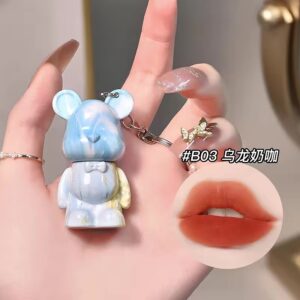 رژ مخملی کره ای دسته کلیدی خرسی B03