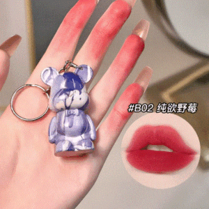 رژ مخملی کره ای دسته کلیدی خرسی B02