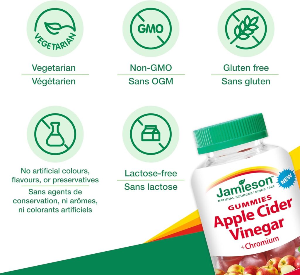 پاستیل سرکه سیب جمیسون 60 عدد Jamieson APPLE CIDER VINEGAR