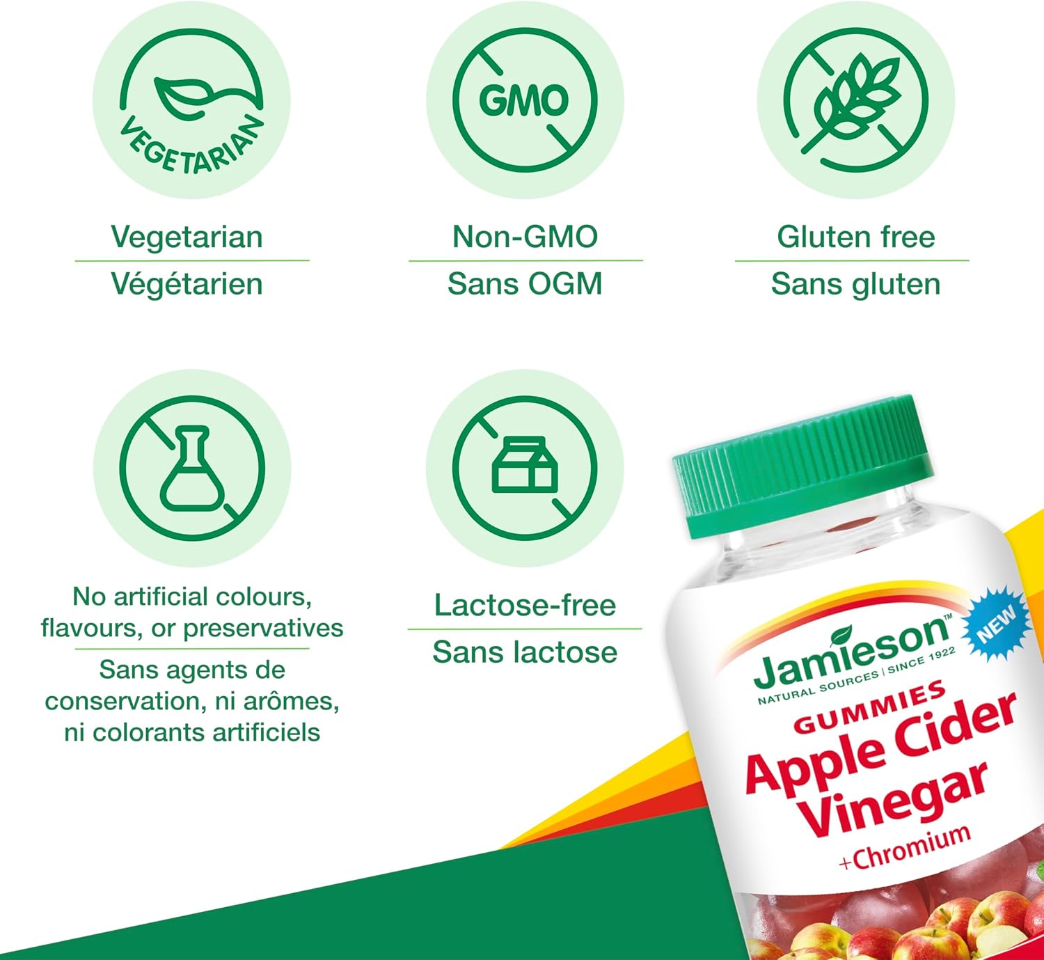پاستیل سرکه سیب جمیسون 60 عدد Jamieson APPLE CIDER VINEGAR