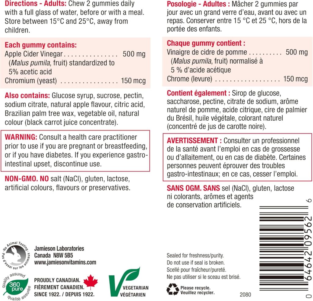 پاستیل سرکه سیب جمیسون 60 عدد Jamieson APPLE CIDER VINEGAR